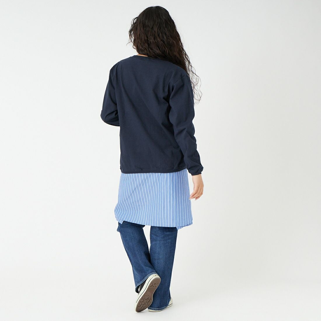 Goodwear [グッドウェア] 7.2oz ヘビーウェイトロングスリーブTシャツ [NGW9951] 3960 MARIN &&モデル身長：162cm 着用サイズ：L&&