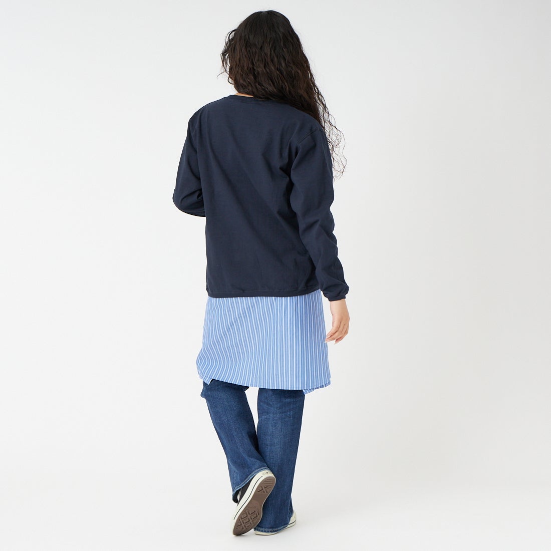 Goodwear [グッドウェア] 7.2oz ヘビーウェイトロングスリーブTシャツ [NGW9951] 3960 MARIN &&モデル身長：162cm 着用サイズ：L&&