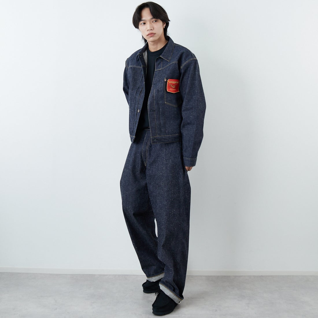 GOLD [ゴールド] 11.5oz デニムブラウス WW2モデル [GL15860N] 420 N.NAVY &&モデル身長：179cm 着用サイズ：M&&