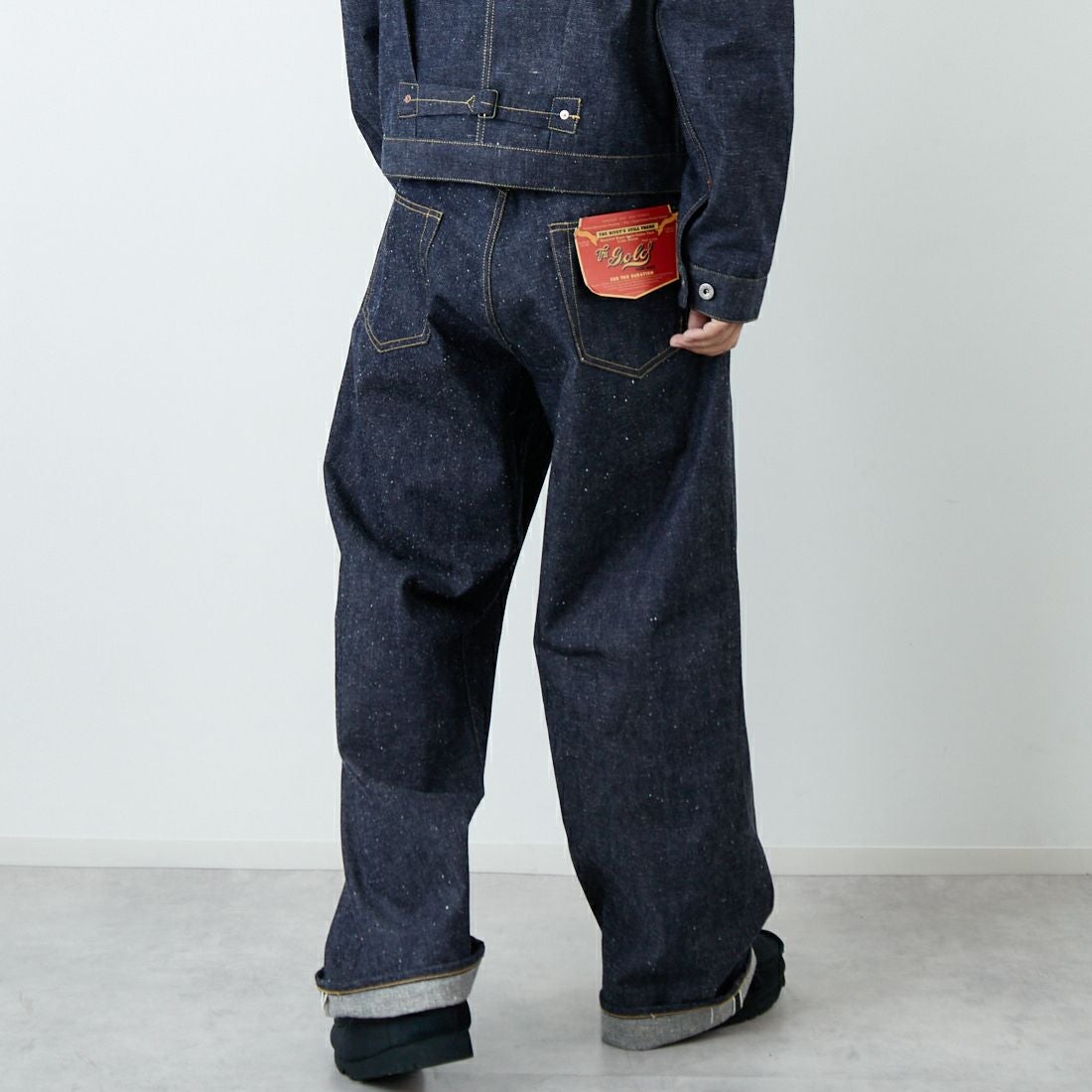 GOLD [ゴールド] 11.5oz 5ポケットデニムワイドパンツ [GL42620N] 420 N.NAVY &&モデル身長：179cm 着用サイズ：M&&