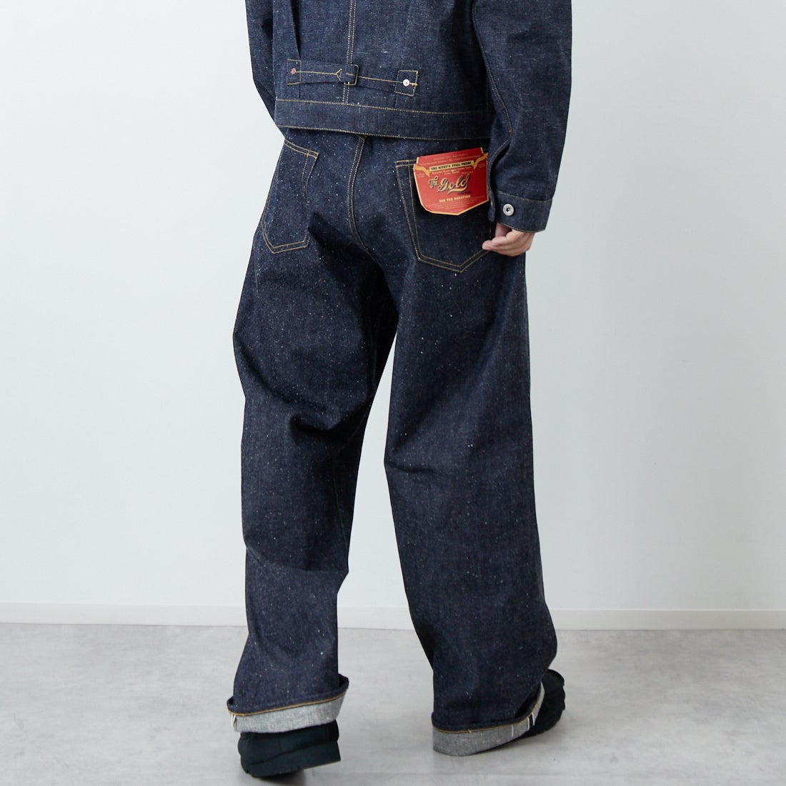 GOLD [ゴールド] 11.5oz 5ポケットデニムワイドパンツ [GL42620N] 420 N.NAVY &&モデル身長：179cm 着用サイズ：M&&