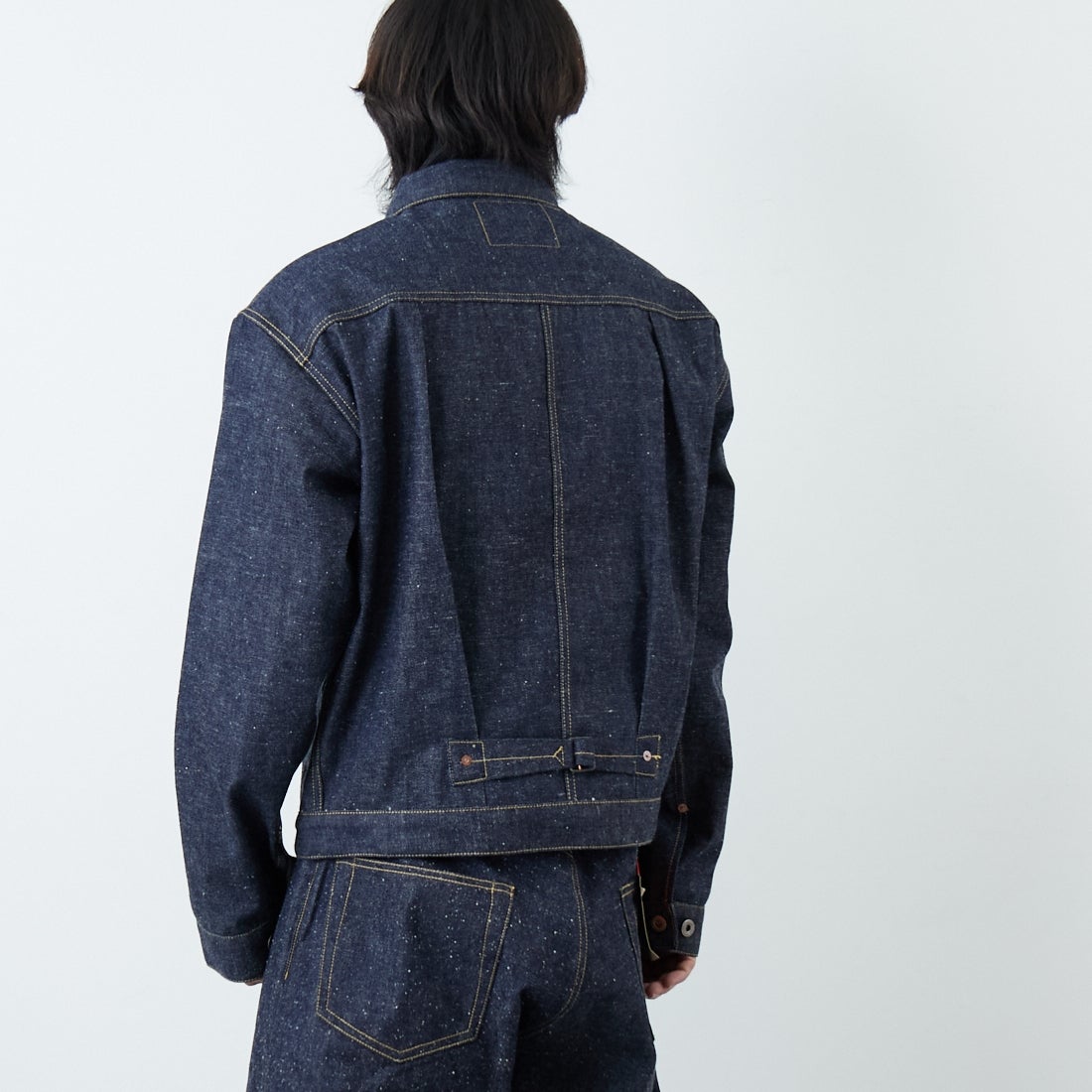 GOLD [ゴールド] 11.5oz 5ポケットデニムワイドパンツ [GL42620N] 420 N.NAVY &&モデル身長：179cm 着用サイズ：M&&