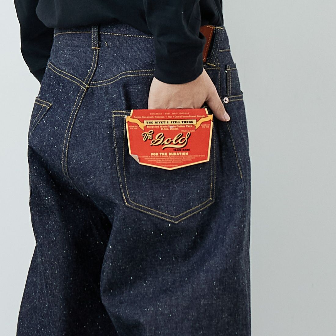 GOLD [ゴールド] 11.5oz 5ポケットデニムワイドパンツ [GL42620N] 420 N.NAVY &&モデル身長：179cm 着用サイズ：M&&