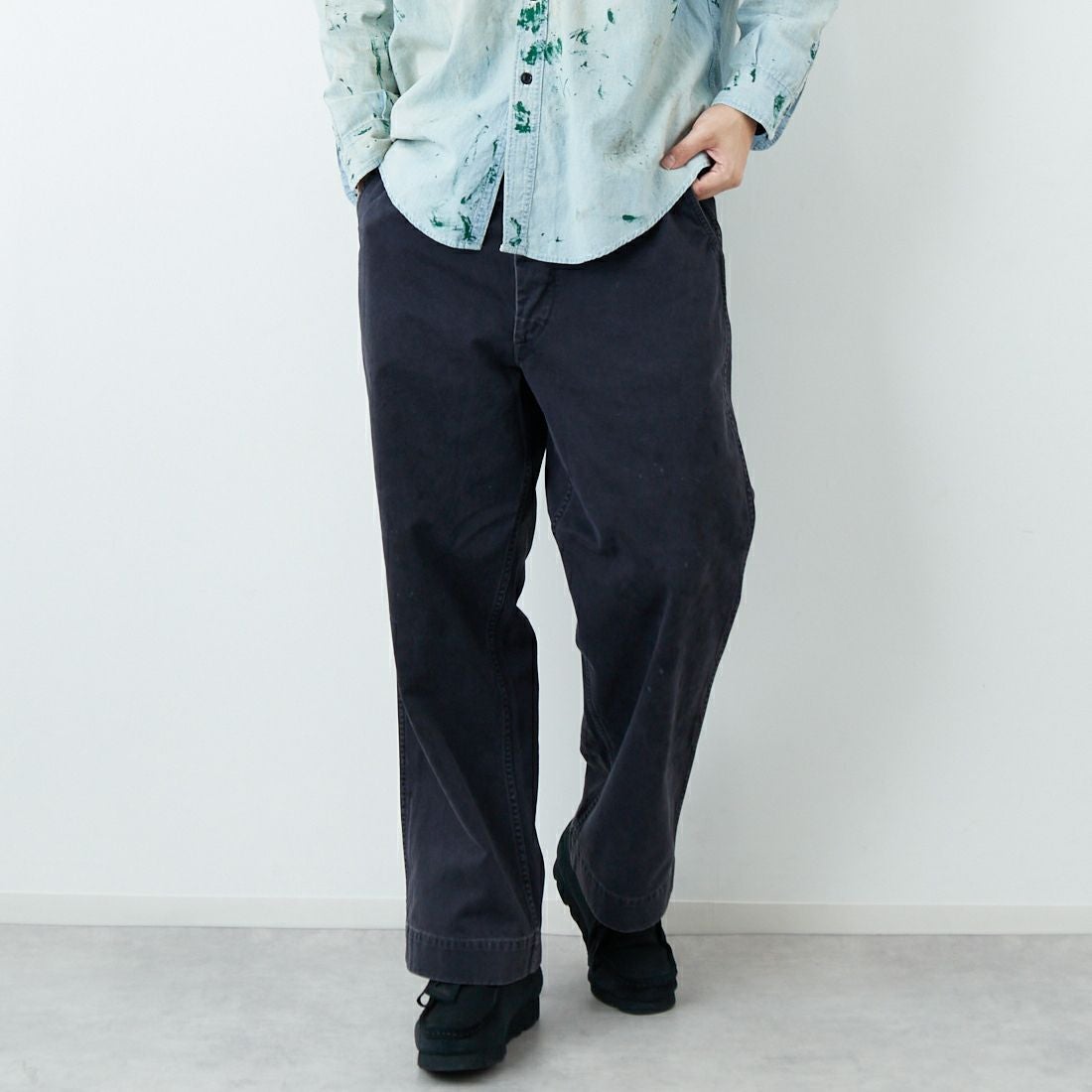 BOW WOW [バウワウ] ブラックエイジドワークトラウザー [BW261-BWTA] BLACK &&モデル身長：179cm 着用サイズ：L&&