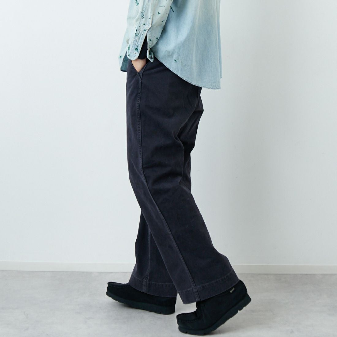 BOW WOW [バウワウ] ブラックエイジドワークトラウザー [BW261-BWTA] BLACK &&モデル身長：179cm 着用サイズ：L&&