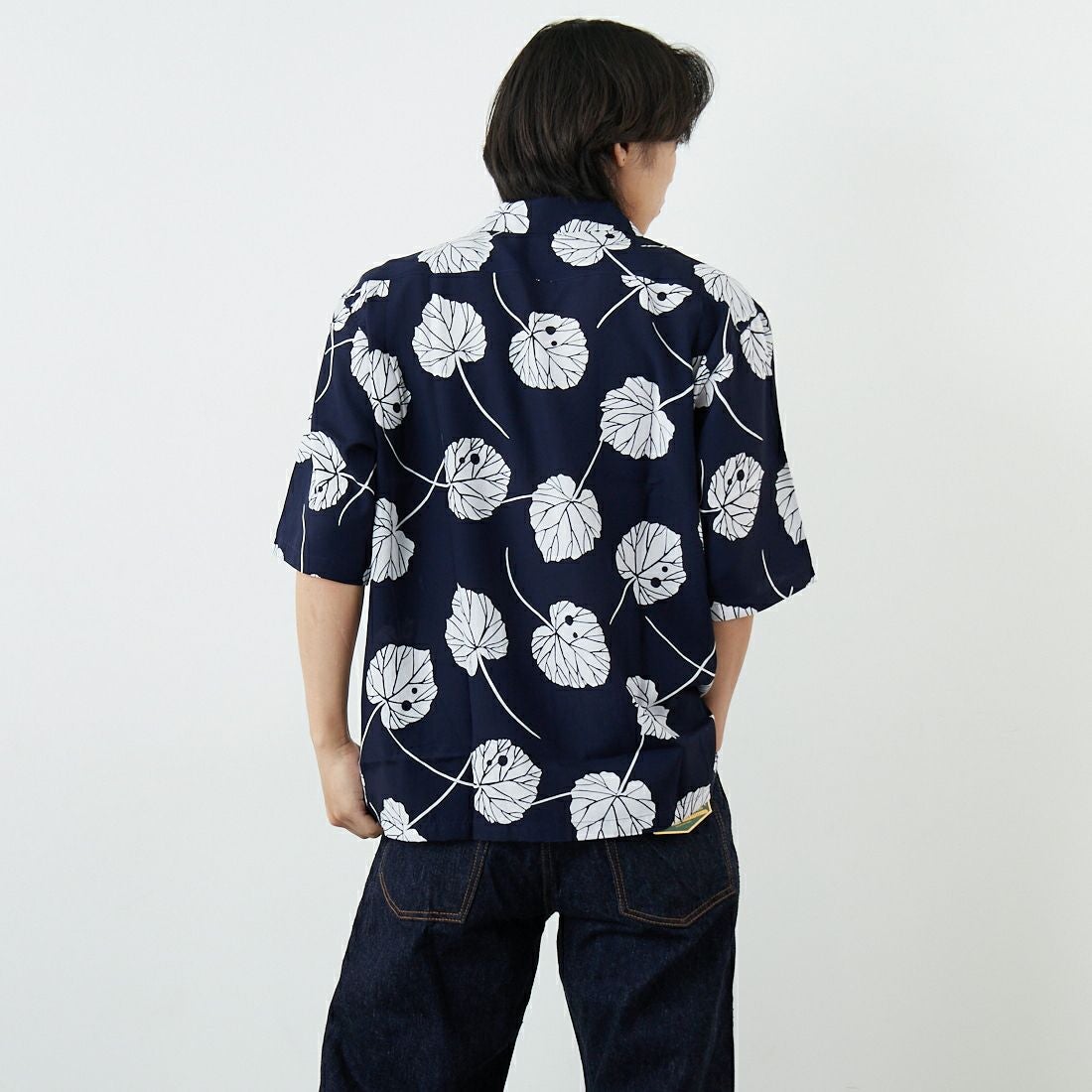 South2West8 [サウスツーウエストエイト] ショートスリーブオープンカラーシャツ [SX678] B NAVY &&モデル身長：179cm 着用サイズ：L&&