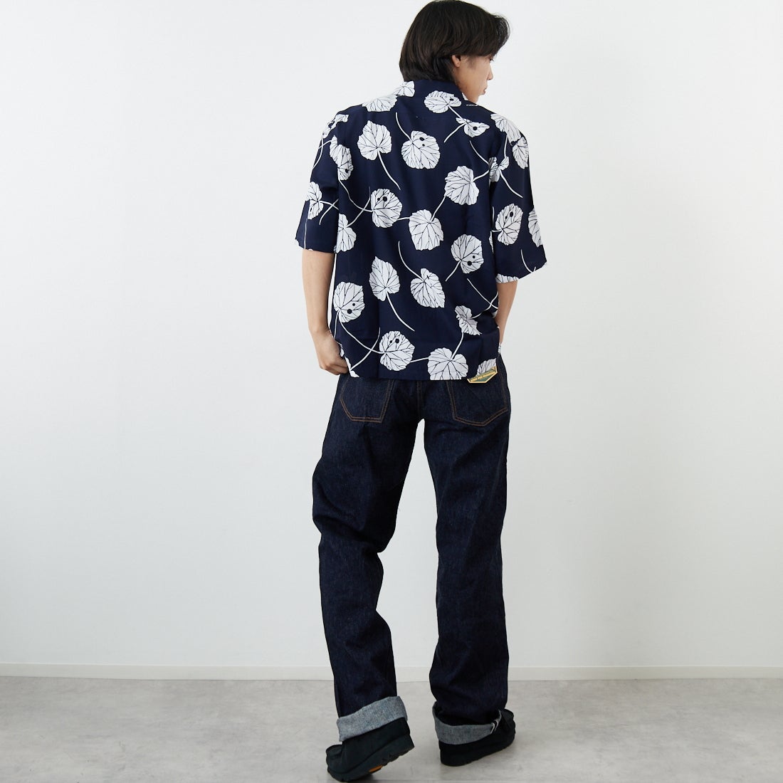 South2West8 [サウスツーウエストエイト] ショートスリーブオープンカラーシャツ [SX678] B NAVY &&モデル身長：179cm 着用サイズ：L&&