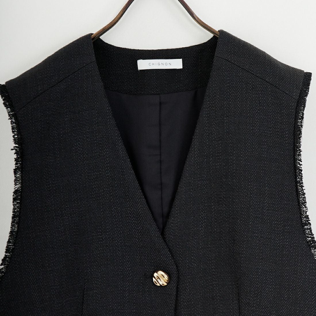 CHIGNON [シニヨン] ツイードショートベスト [4756-450MK] BLACK