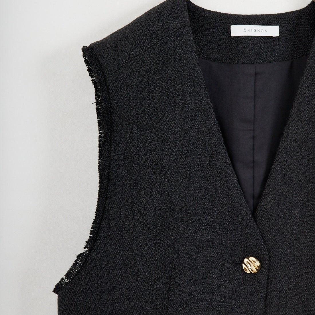 CHIGNON [シニヨン] ツイードショートベスト [4756-450MK] BLACK