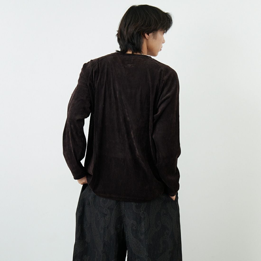 Needles [ニードルズ] UネックロングスリーブTシャツ [SX435] B BROWN &&モデル身長：179cm 着用サイズ：M&&