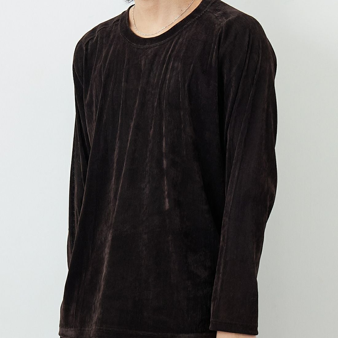 Needles [ニードルズ] UネックロングスリーブTシャツ [SX435] B BROWN &&モデル身長：179cm 着用サイズ：M&&