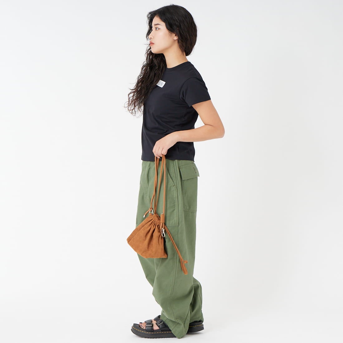 MM6 Maison Margiela [エムエムシックス メゾン マルジェラ] ニューメリック コットンTシャツ [S52GC0327-M20170] 900 BLACK &&モデル身長：162cm 着用サイズ：S&&