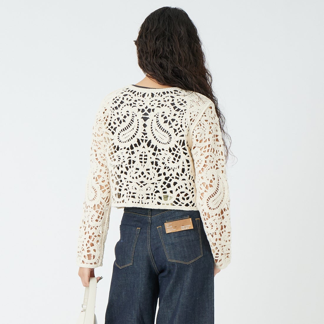 CLOCHE [クロシェ] レースニットカーディガン [61285502] ｱｲﾎﾞﾘｰ &&モデル身長：162cm 着用サイズ：2&&