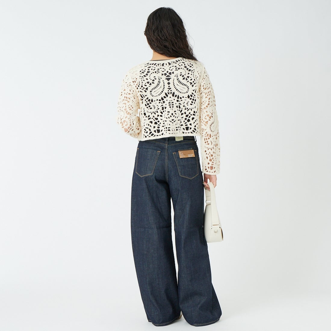 CLOCHE [クロシェ] レースニットカーディガン [61285502] ｱｲﾎﾞﾘｰ &&モデル身長：162cm 着用サイズ：2&&