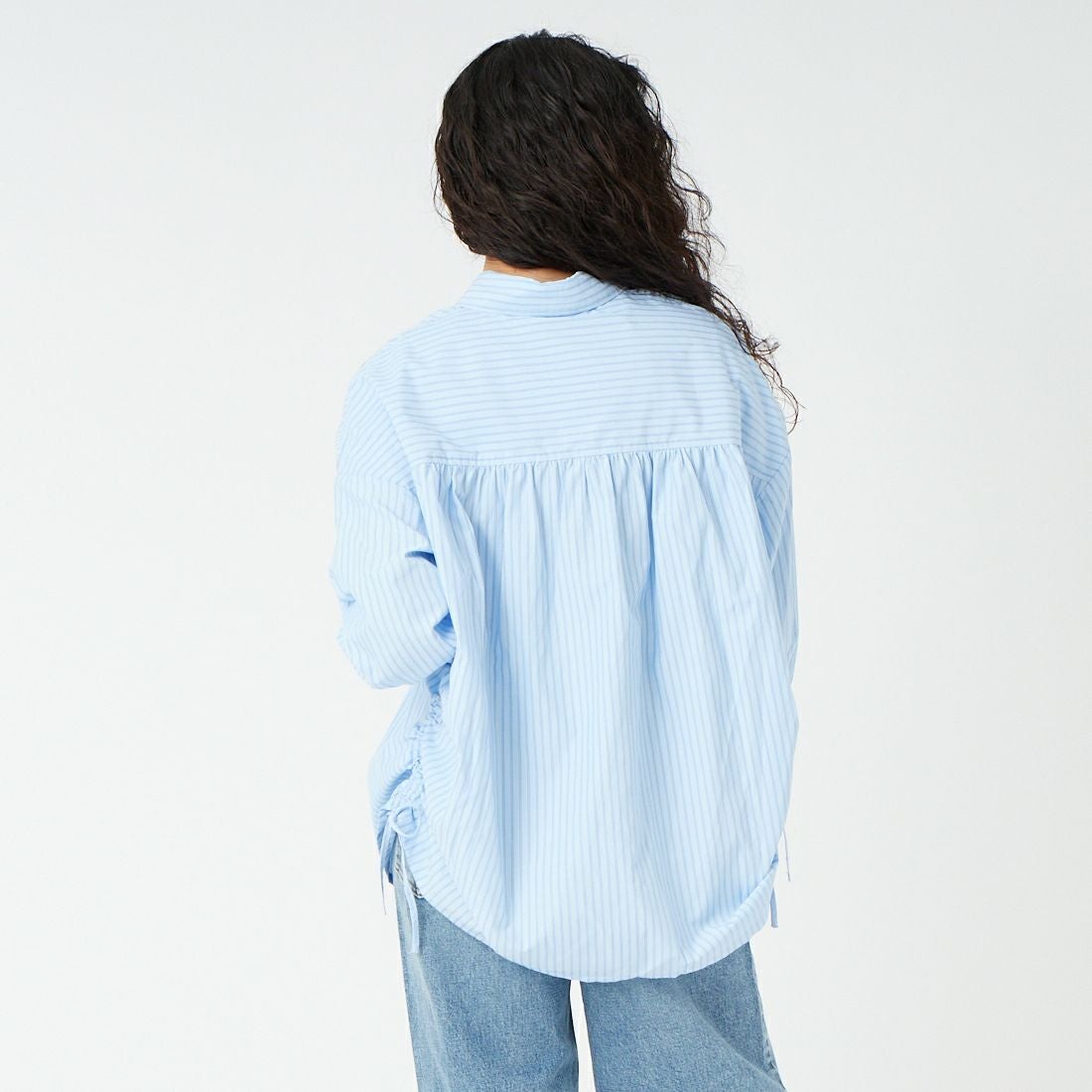 Jf Ready Made [ジェイエフレディメイド] シャーリングシャツ [3110306] 510 ｻｯｸｽST &&モデル身長：162cm 着用サイズ：F&&