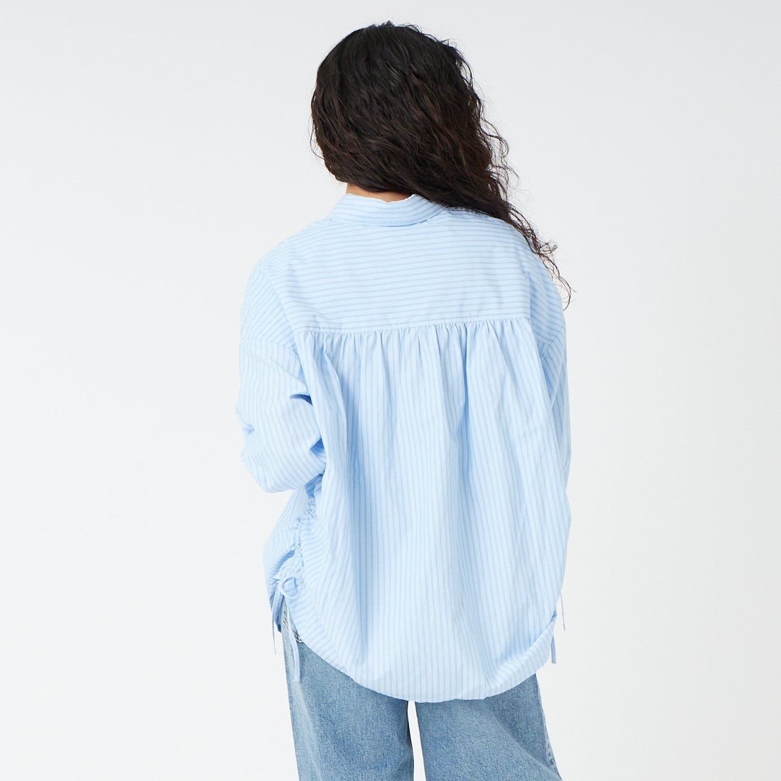 Jf Ready Made [ジェイエフレディメイド] シャーリングシャツ [3110306] 510 ｻｯｸｽST &&モデル身長：162cm 着用サイズ：F&&