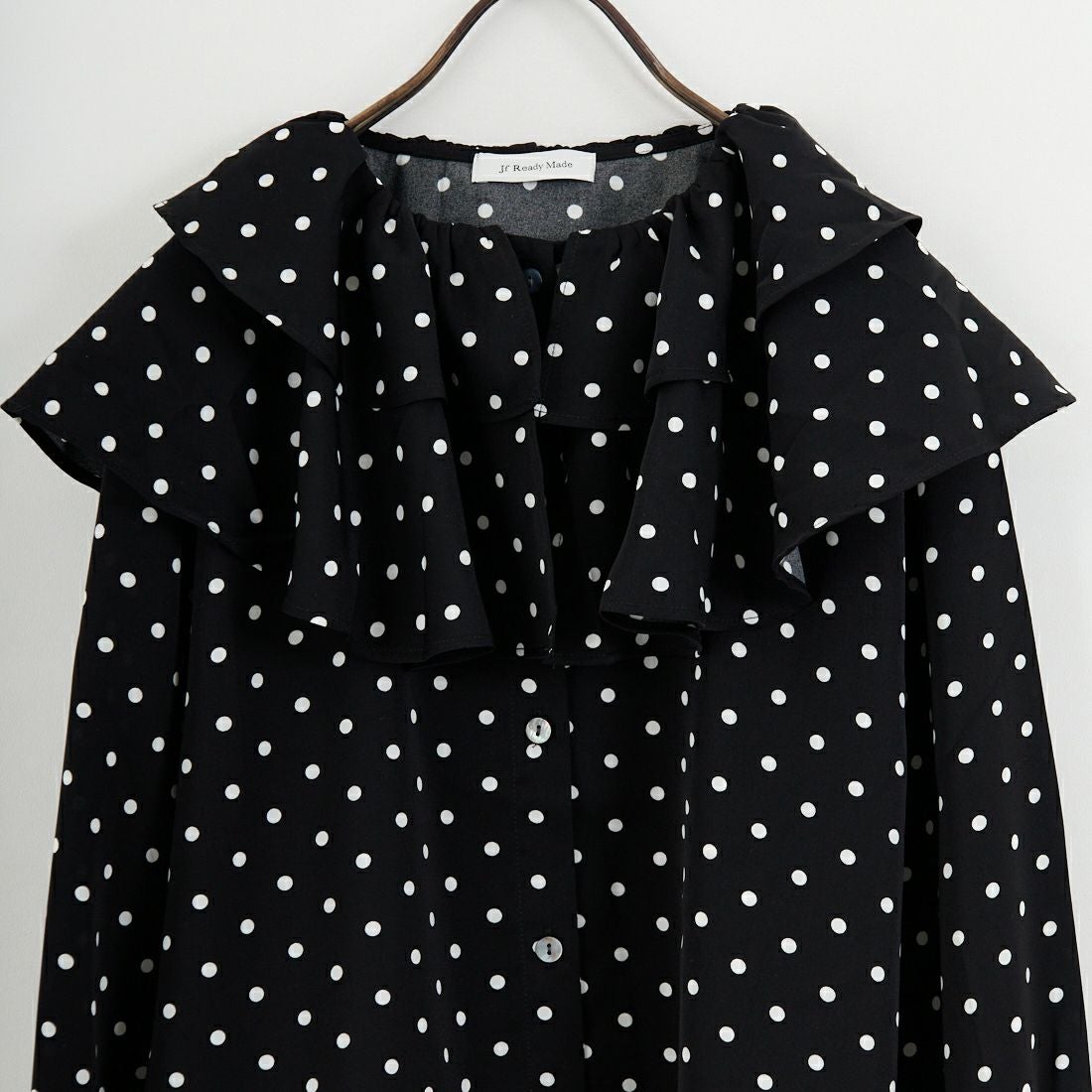 Jf Ready Made [ジェイエフレディメイド] ラッフルデザインブラウス [3110301] 064 ｸﾛ/ｵﾌ