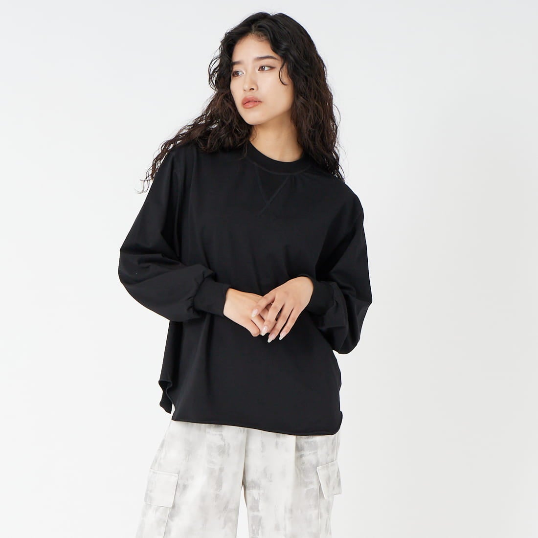 801 ﾌﾞﾗｯｸ&&モデル身長：162cm 着用サイズ：F&&