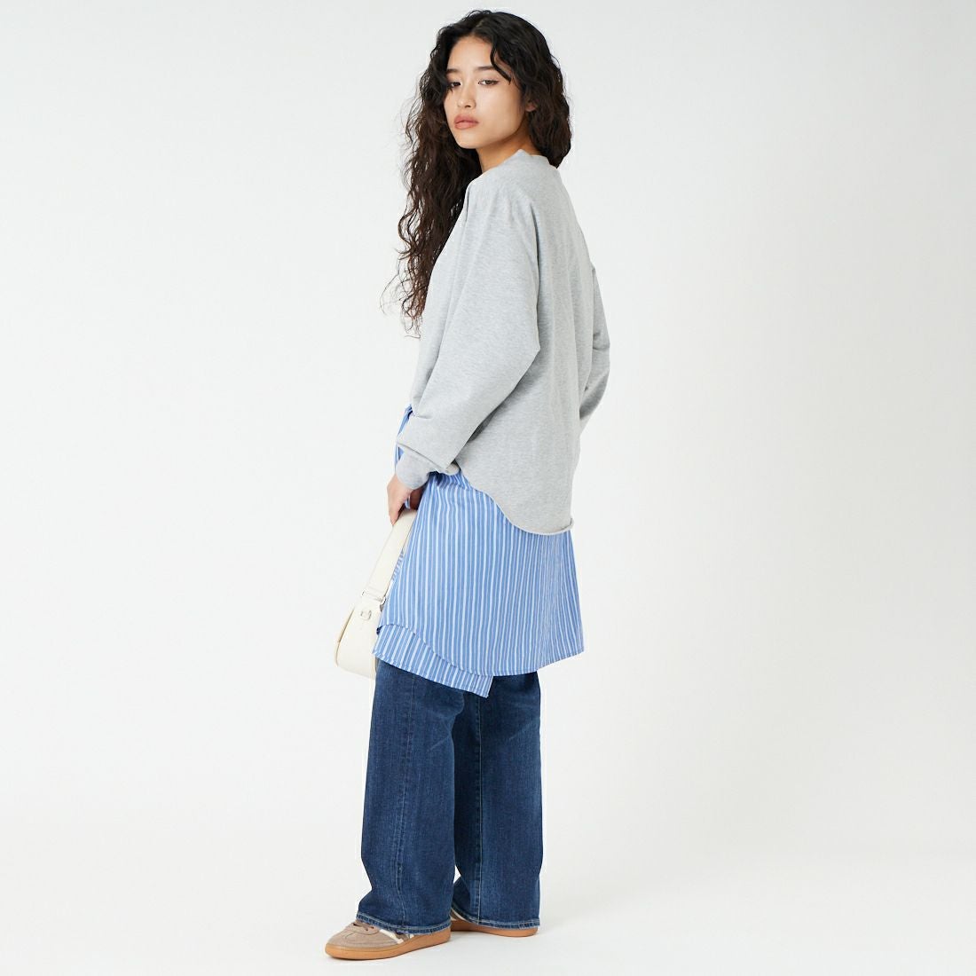 Jf Ready Made [ジェイエフレディメイド] ダブルガゼット裏毛プルオーバー [3110102] 821 ﾓｸｸﾞﾚｰ &&モデル身長：162cm 着用サイズ：F&&