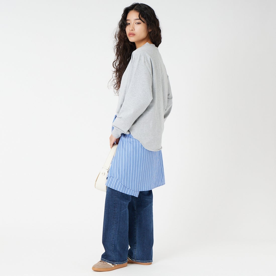 Jf Ready Made [ジェイエフレディメイド] ダブルガゼット裏毛プルオーバー [3110102] 821 ﾓｸｸﾞﾚｰ &&モデル身長：162cm 着用サイズ：F&&