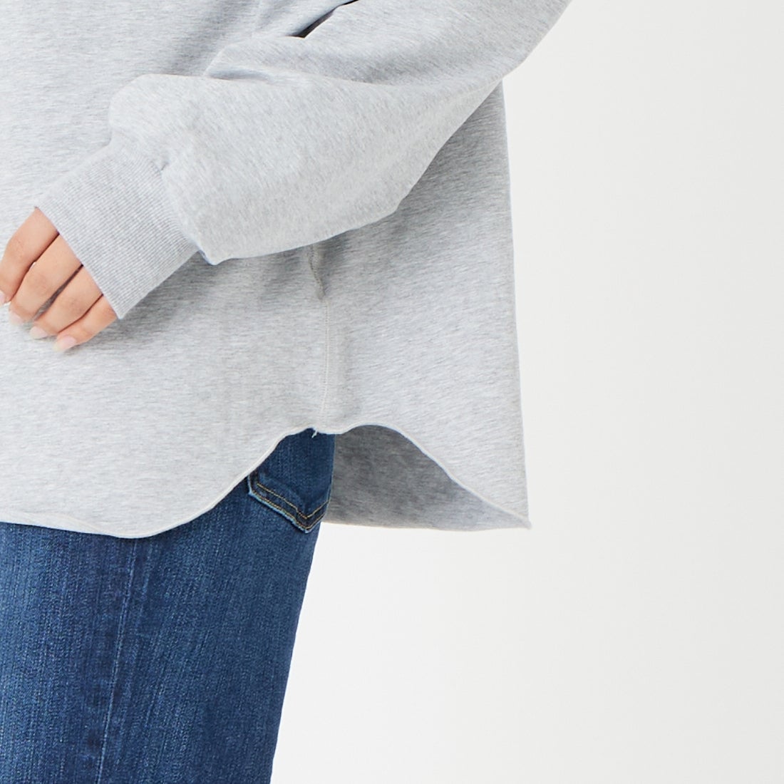 Jf Ready Made [ジェイエフレディメイド] ダブルガゼット裏毛プルオーバー [3110102] 821 ﾓｸｸﾞﾚｰ &&モデル身長：162cm 着用サイズ：F&&