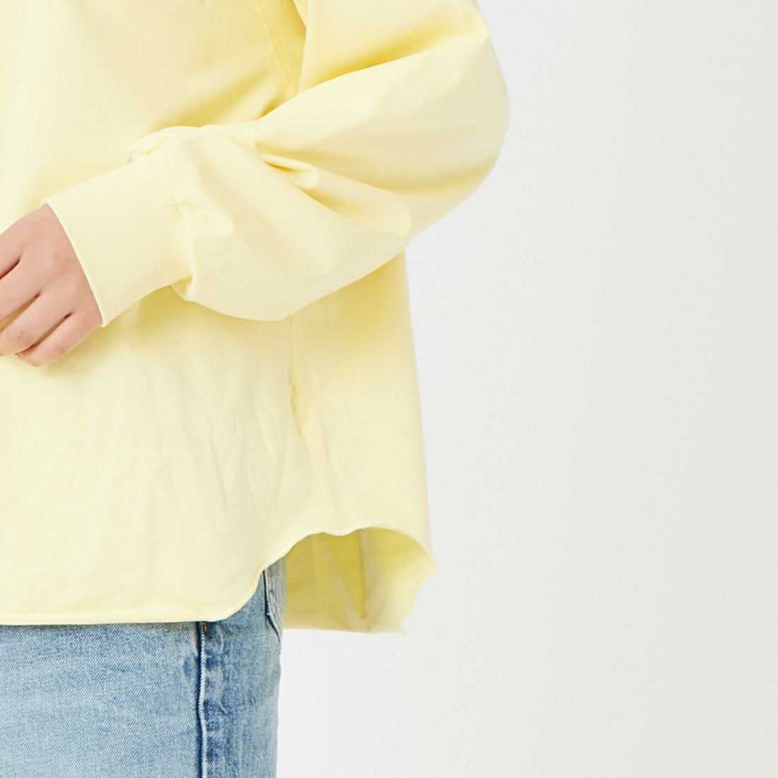 Jf Ready Made [ジェイエフレディメイド] ダブルガゼット裏毛プルオーバー [3110102] 201 ｲｴﾛｰ &&モデル身長：162cm 着用サイズ：F&&