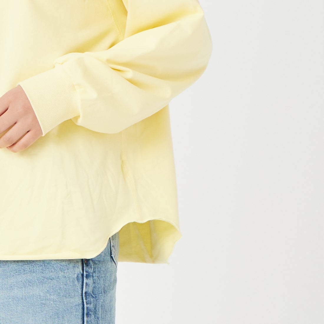 Jf Ready Made [ジェイエフレディメイド] ダブルガゼット裏毛プルオーバー [3110102] 201 ｲｴﾛｰ &&モデル身長：162cm 着用サイズ：F&&