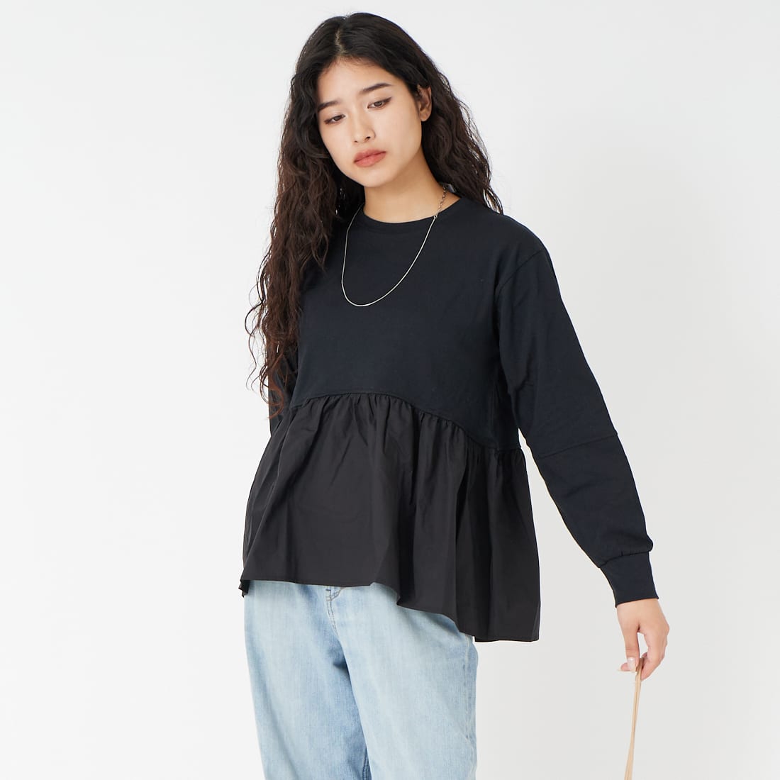 801 ﾌﾞﾗｯｸ&&モデル身長：162cm 着用サイズ：F&&