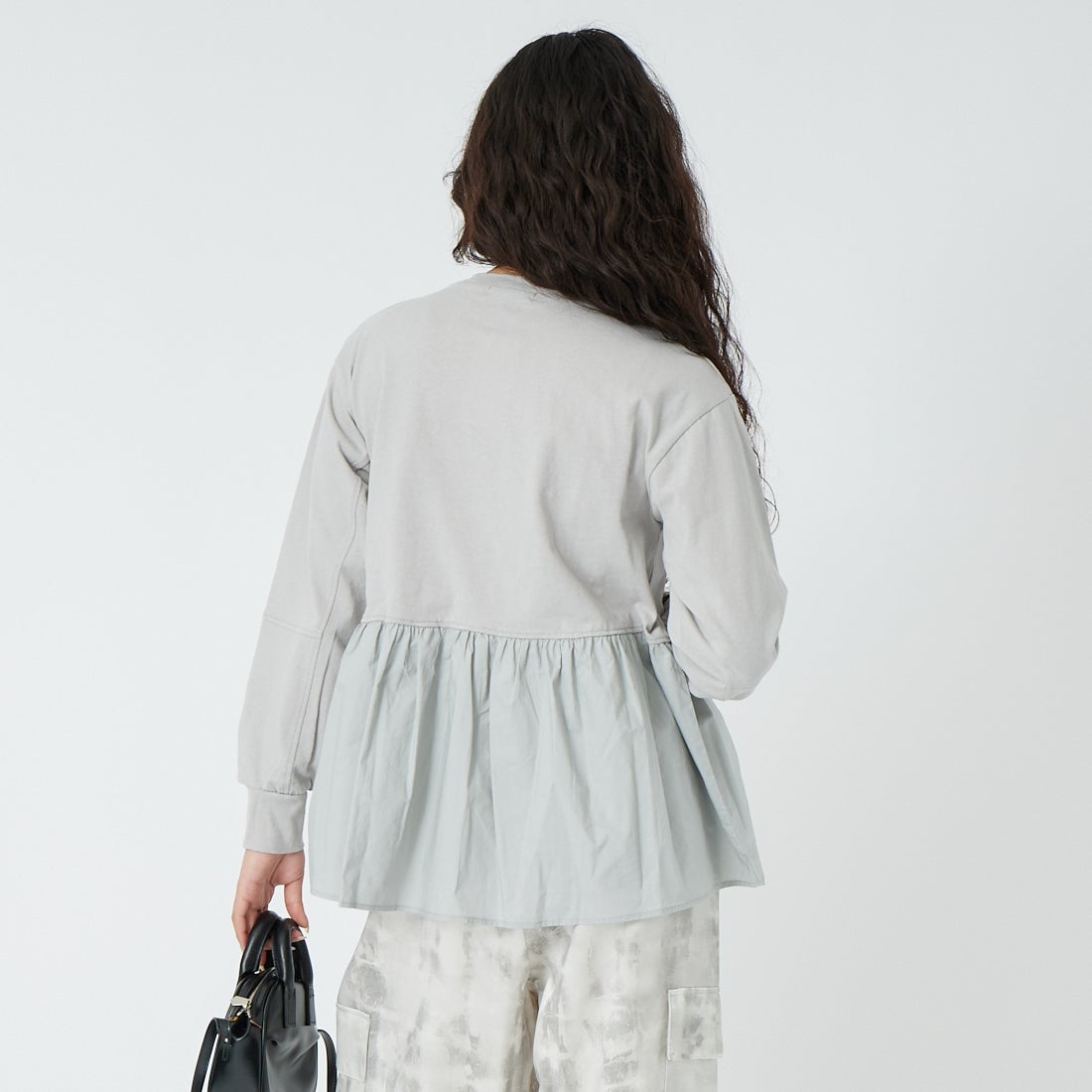 Jf Ready Made [ジェイエフレディメイド] 布帛ウエスト切替プルオーバー [3110103] 805 ｸﾞﾚｲ &&モデル身長：162cm 着用サイズ：F&&