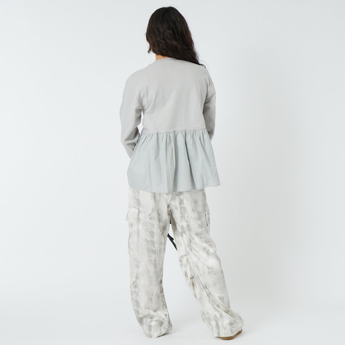 Jf Ready Made [ジェイエフレディメイド] 布帛ウエスト切替プルオーバー [3110103] 805 ｸﾞﾚｲ &&モデル身長：162cm 着用サイズ：F&&