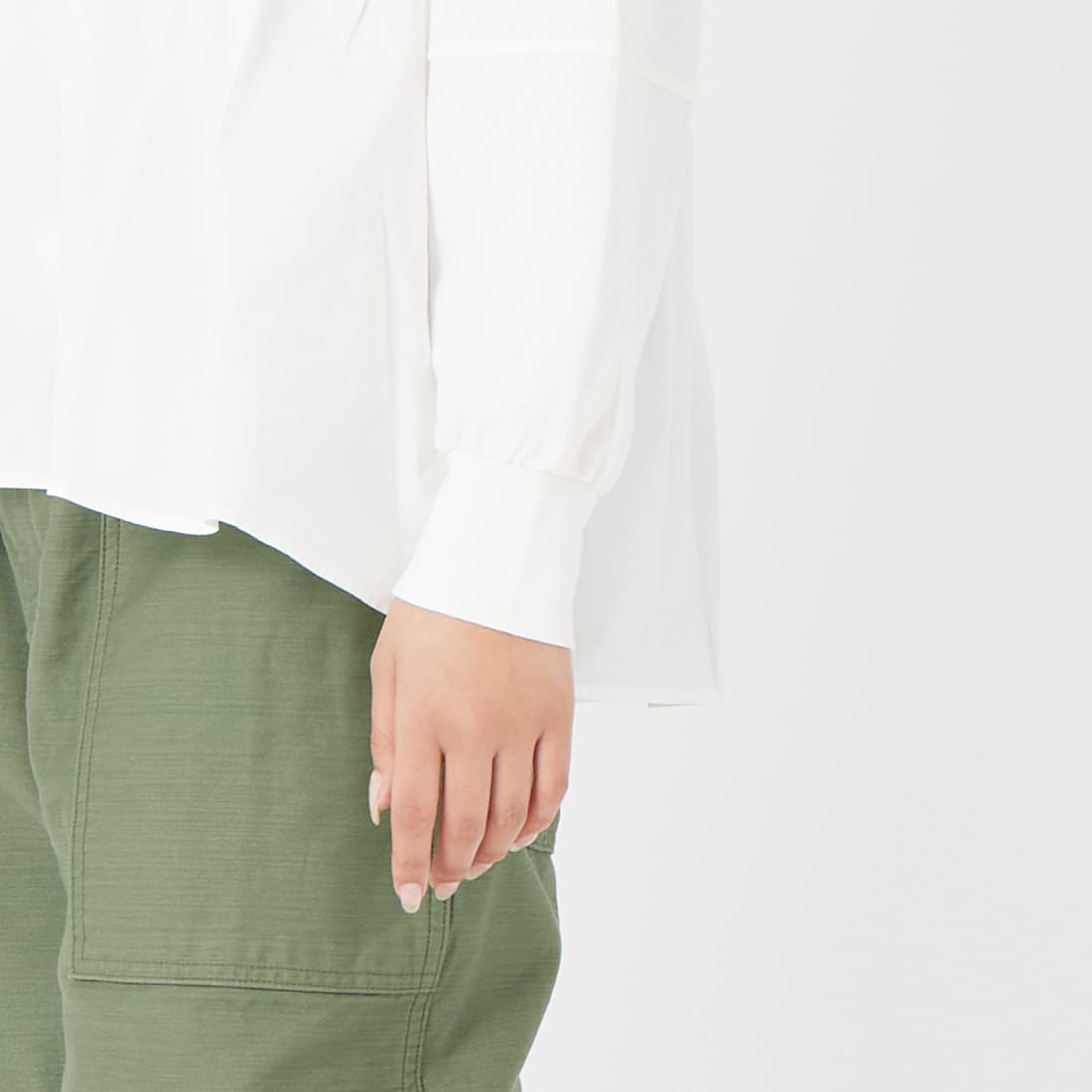 Jf Ready Made [ジェイエフレディメイド] 布帛ウエスト切替プルオーバー [3110103] 104 ｵﾌｼﾛ &&モデル身長：162cm 着用サイズ：F&&