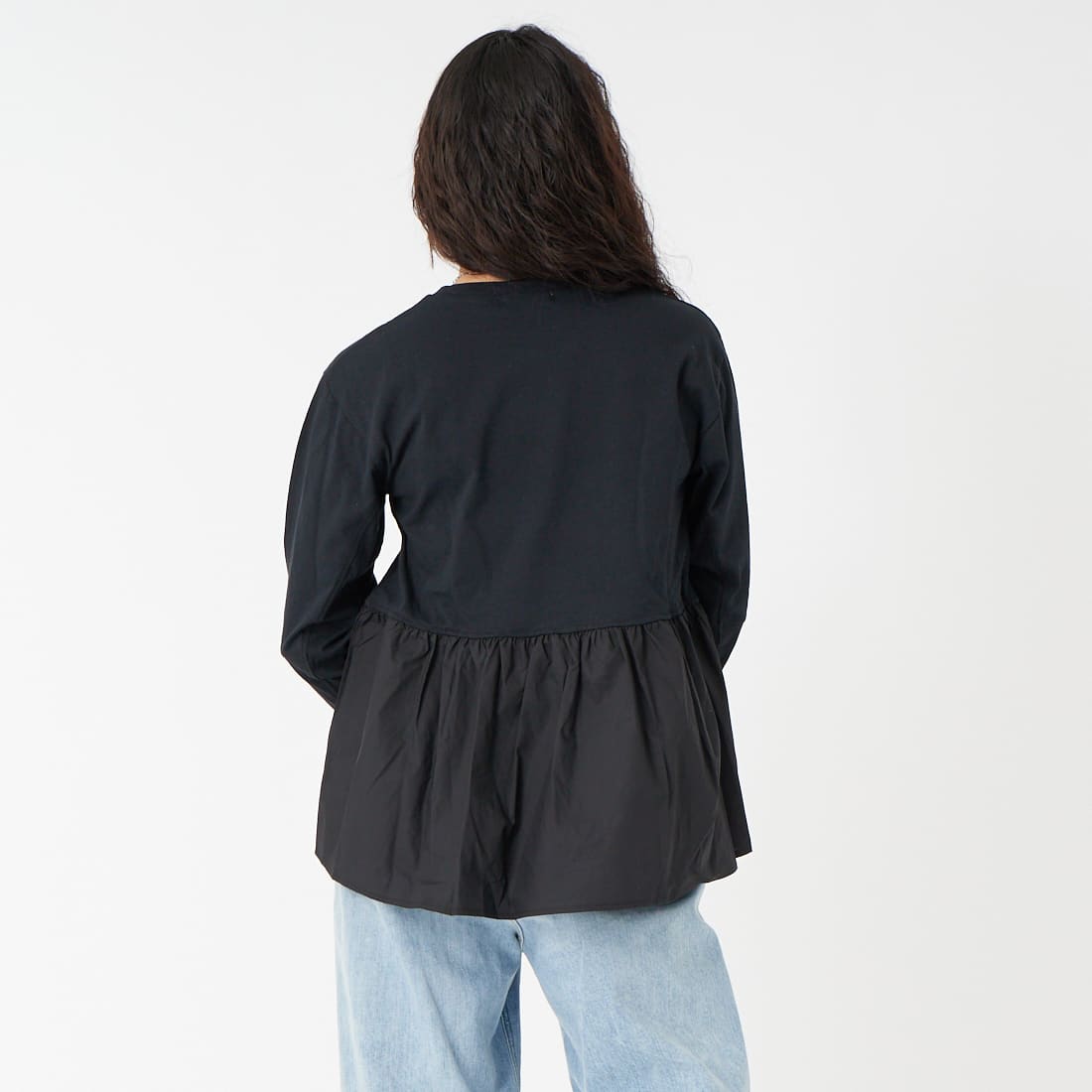 Jf Ready Made [ジェイエフレディメイド] 布帛ウエスト切替プルオーバー [3110103] 801 ﾌﾞﾗｯｸ &&モデル身長：162cm 着用サイズ：F&&