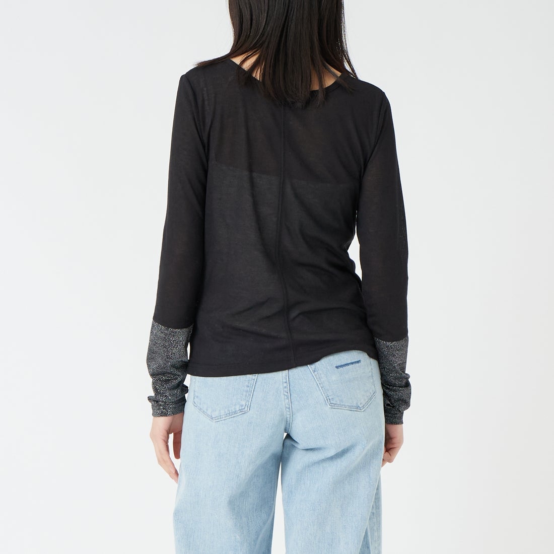 Jf Ready Made [ジェイエフレディメイド] 2WAYラメカフスインナー [922-15008] ﾌﾞﾗｯｸ &&モデル身長：162cm 着用サイズ：F&&