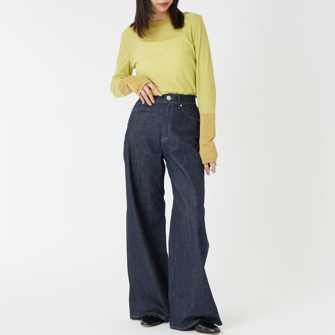 Jf Ready Made [ジェイエフレディメイド] 2WAYラメカフスインナー [922-15008] ﾋﾟｽﾀﾁｵ &&モデル身長：162cm 着用サイズ：F&&