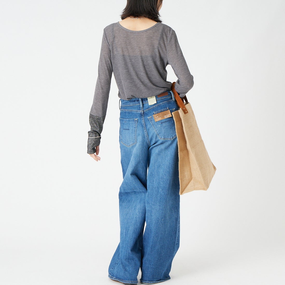 Jf Ready Made [ジェイエフレディメイド] 2WAYラメカフスインナー [922-15008] ﾓｸｸﾞﾚｰ &&モデル身長：162cm 着用サイズ：F&&
