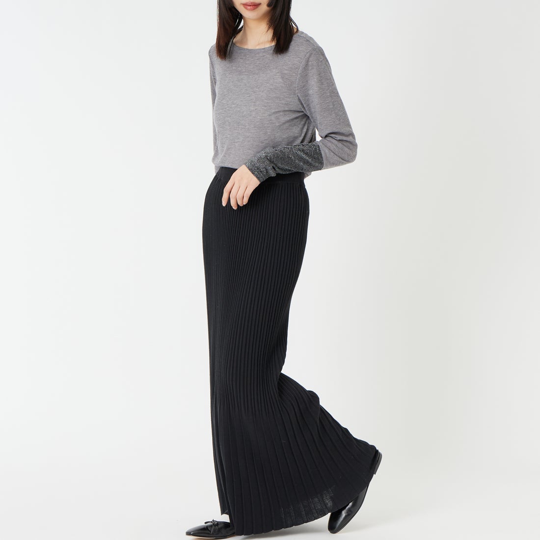 Jf Ready Made [ジェイエフレディメイド] 2WAYラメカフスインナー [922-15008] ﾓｸｸﾞﾚｰ &&モデル身長：162cm 着用サイズ：F&&