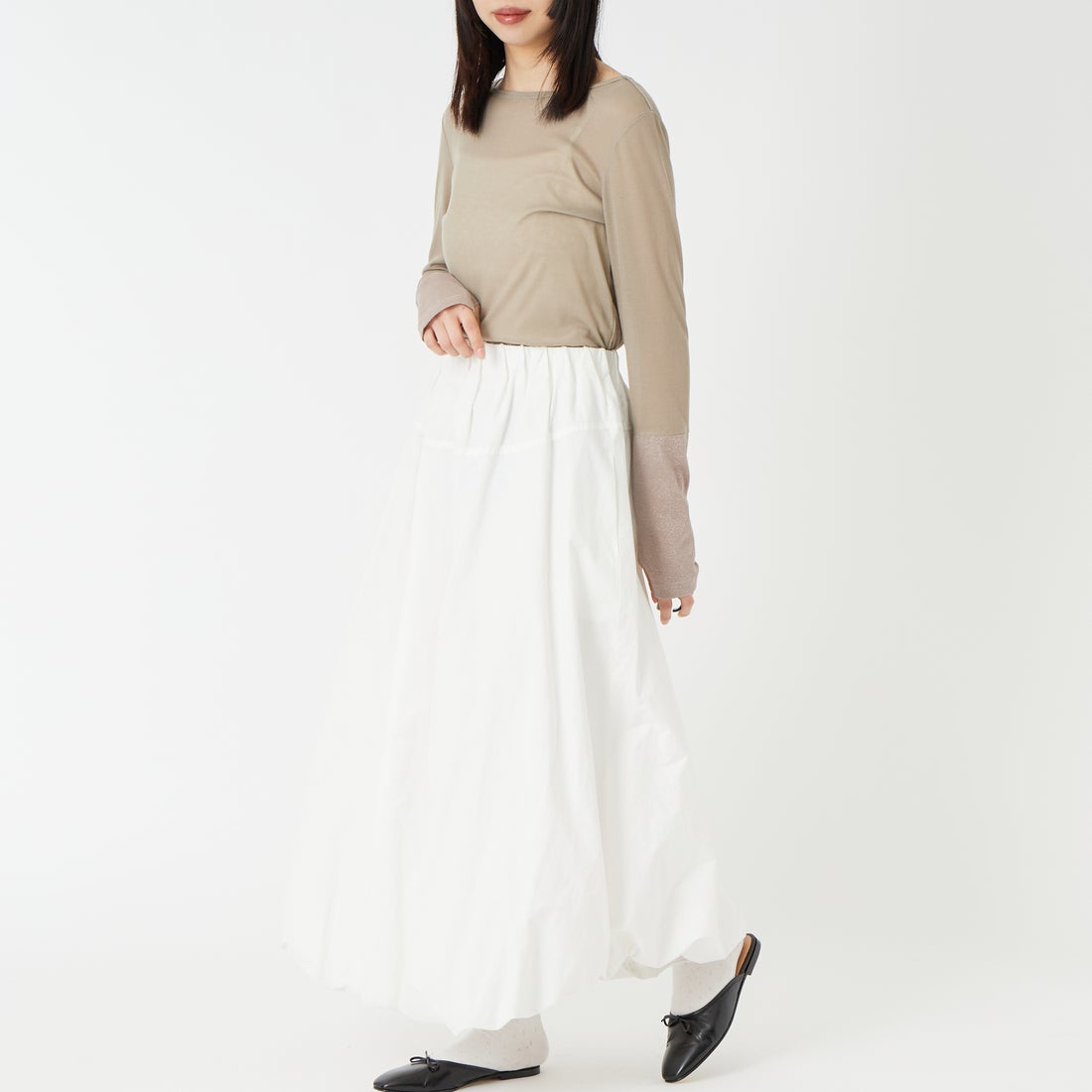 Jf Ready Made [ジェイエフレディメイド] 2WAYラメカフスインナー [922-15008] ｸﾞﾚｰｼﾞｭ &&モデル身長：162cm 着用サイズ：F&&