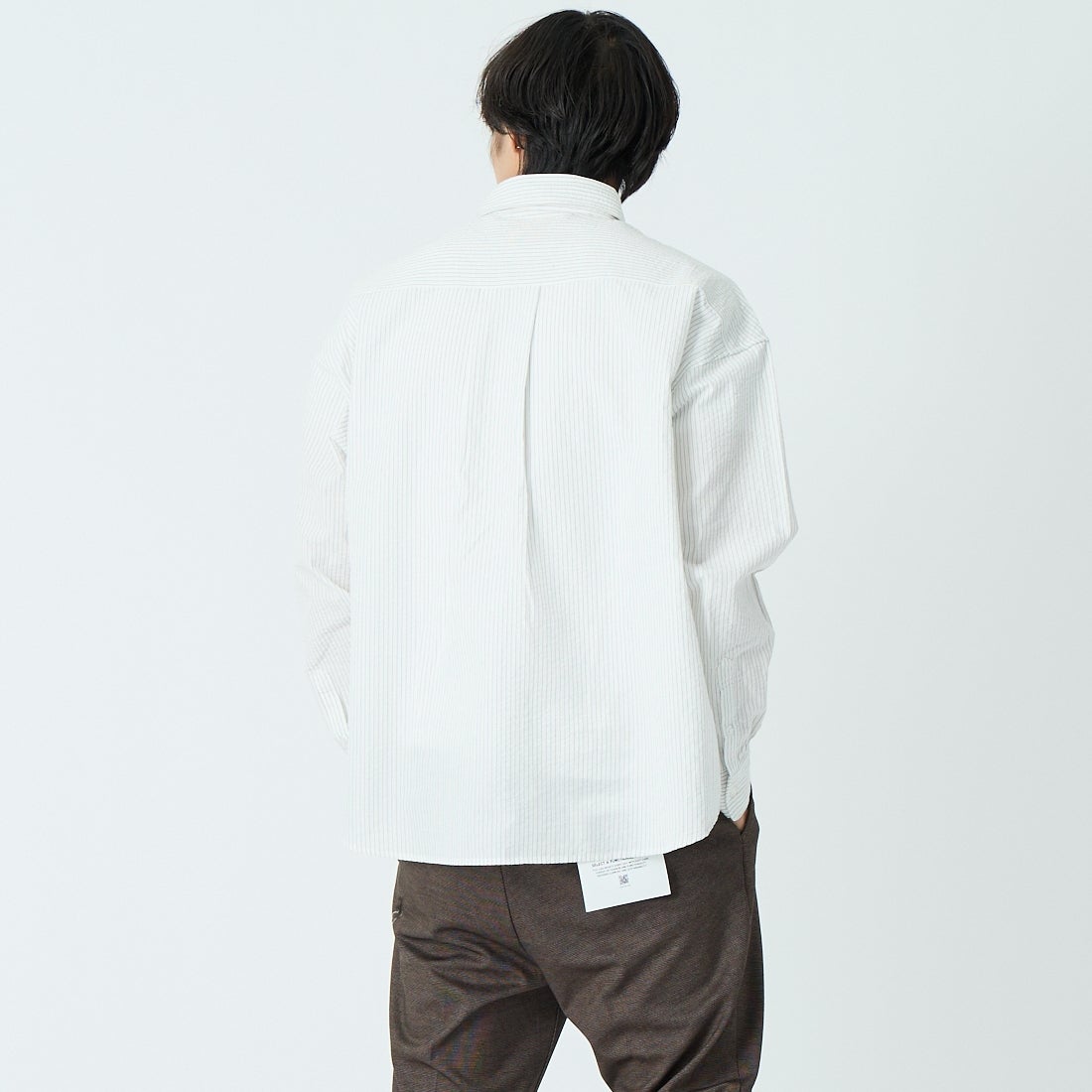 Jeans Factory Clothes [ジーンズファクトリークローズ] ビッグボタンダウンシャツ [JFC-261-023] A WH/BK ST &&モデル身長：179cm 着用サイズ：M&&