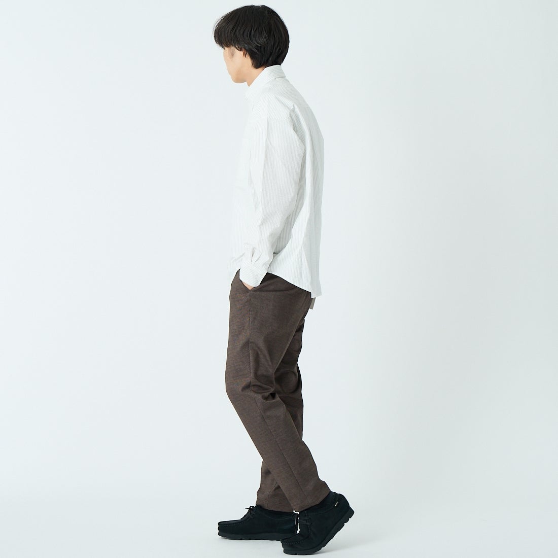 Jeans Factory Clothes [ジーンズファクトリークローズ] ビッグボタンダウンシャツ [JFC-261-023] A WH/BK ST &&モデル身長：179cm 着用サイズ：M&&