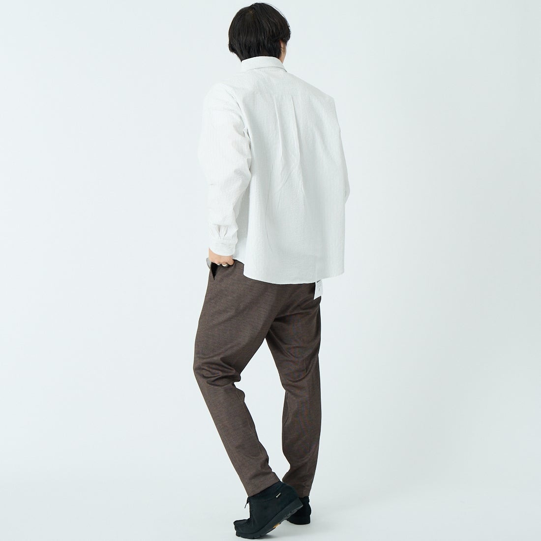 Jeans Factory Clothes [ジーンズファクトリークローズ] ビッグボタンダウンシャツ [JFC-261-023] A WH/BK ST &&モデル身長：179cm 着用サイズ：M&&