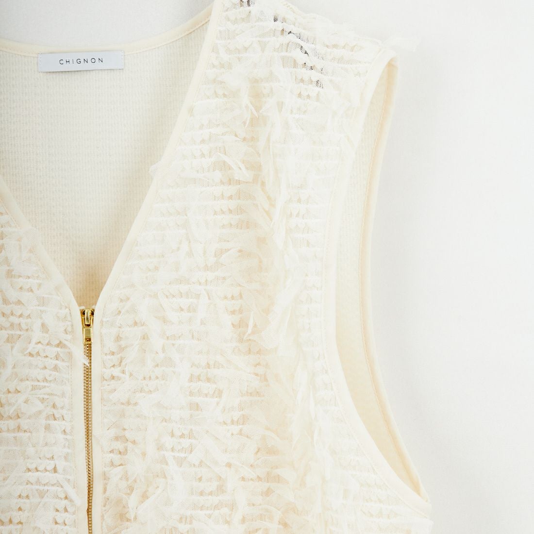 CHIGNON [シニヨン] チュールレースドッキングベスト [8556-490NH] IVORY