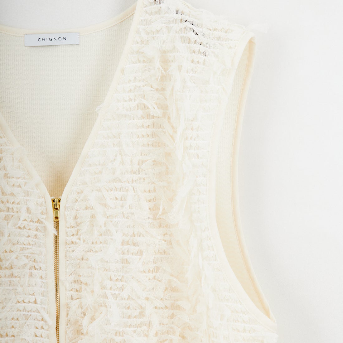 CHIGNON [シニヨン] チュールレースドッキングベスト [8556-490NH] IVORY
