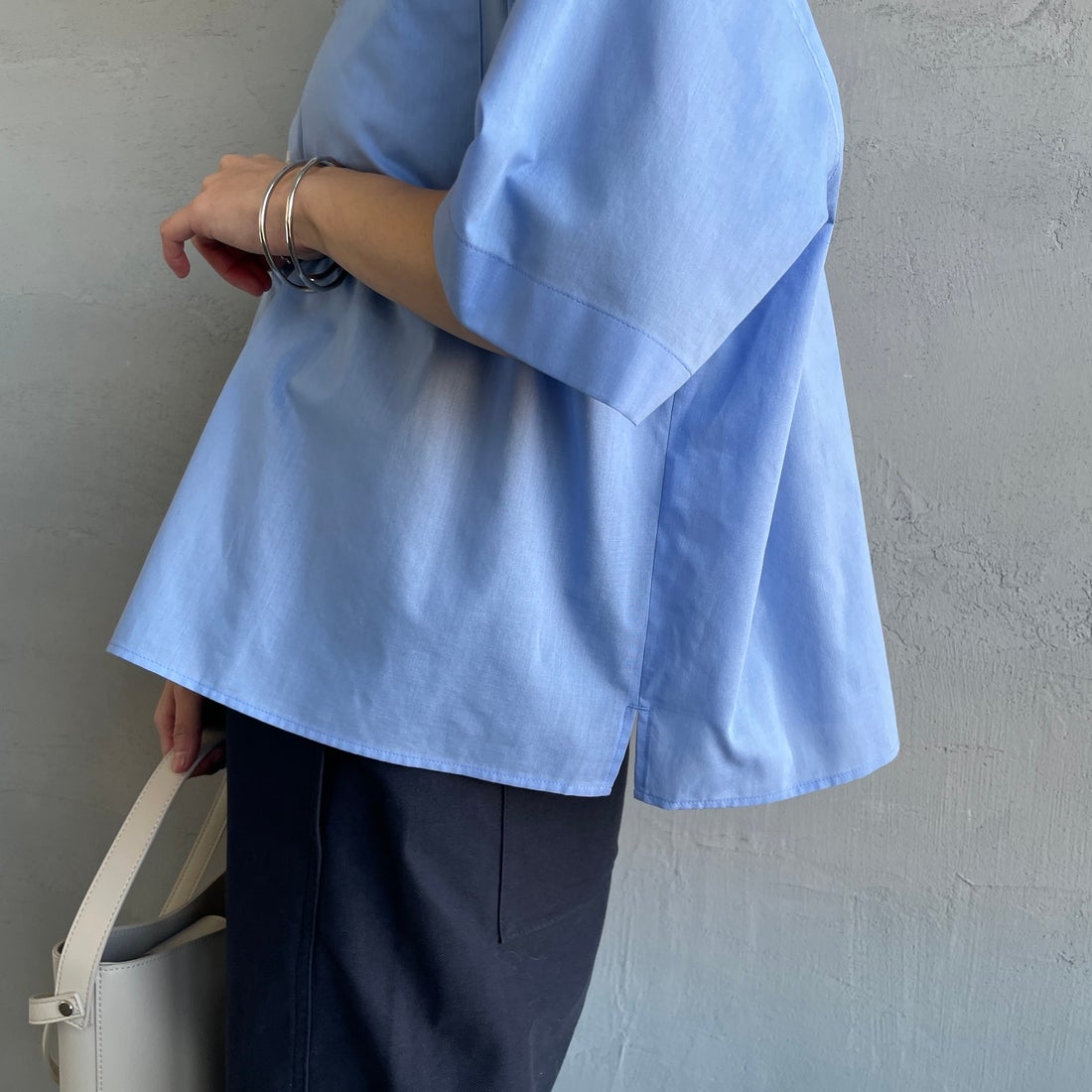 FRED PERRY [フレッドペリー] 別注 ワンポイントロゴ刺繍シアーシャツ [FPW-26S-035JF] ACE BLUE/T