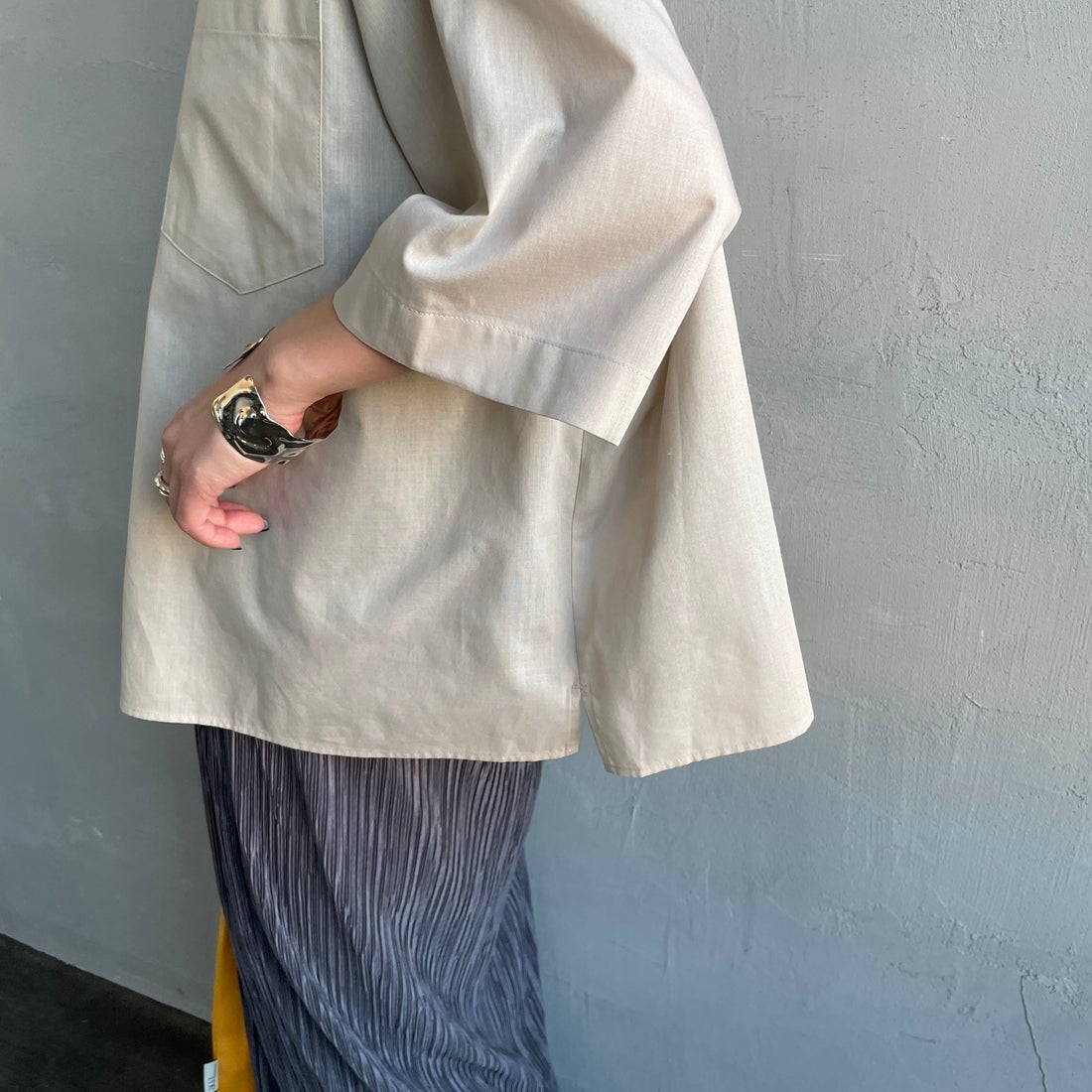 FRED PERRY [フレッドペリー] 別注 ワンポイントロゴ刺繍シアーシャツ [FPW-26S-035JF] OAMEAL/ANC