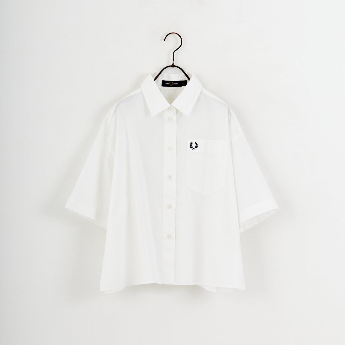 FRED PERRY [フレッドペリー] 別注 ワンポイントロゴ刺繍シアーシャツ [FPW-26S-035JF] SNOW WHITE