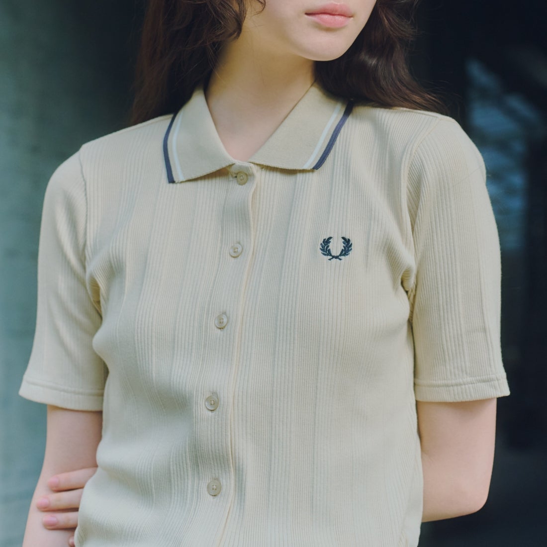 FRED PERRY [フレッドペリー] 別注 ツインティップライン リブポロシャツ [FPW-26S-033JF] OATMEAL/SN