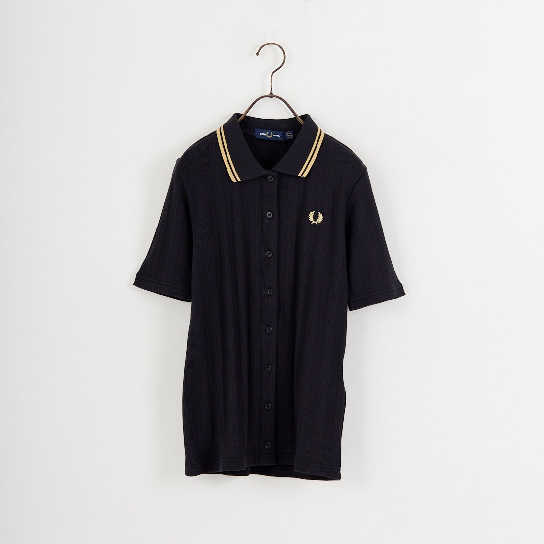 FRED PERRY [フレッドペリー] 別注 ツインティップライン リブポロシャツ [FPW-26S-033JF] BLACK/CHAM