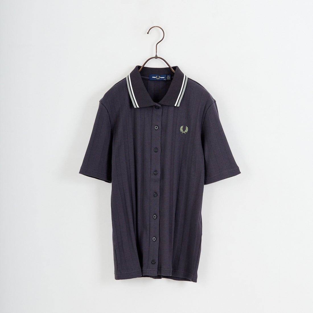 FRED PERRY [フレッドペリー] 別注 ツインティップライン リブポロシャツ [FPW-26S-033JF] ANCHOR GREッドペリー] 別注 ツインティップライン リブポロシャツ [FPW-26S-033JF] ECRU/STOCK