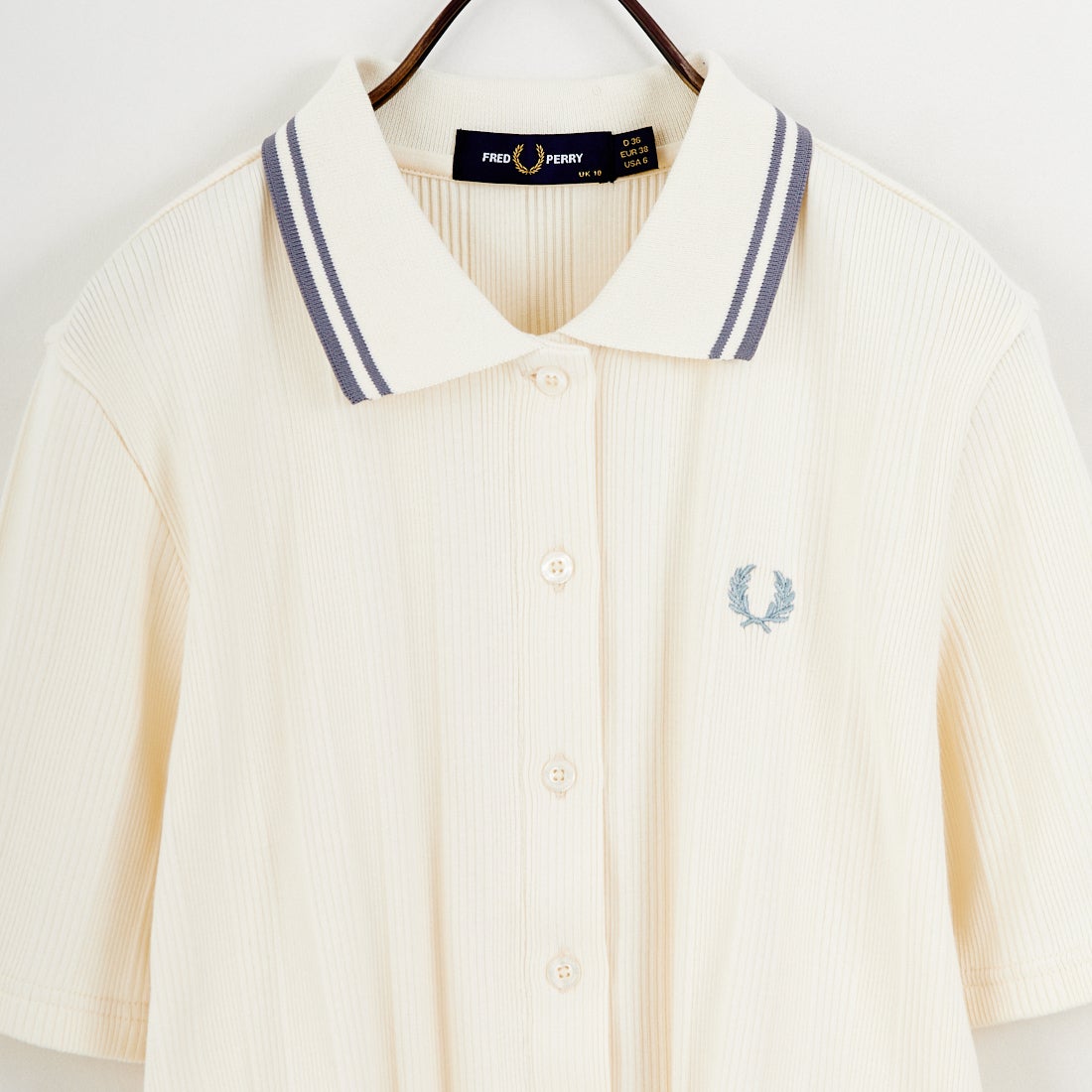FRED PERRY [フレッドペリー] 別注 ツインティップライン リブポロシャツ [FPW-26S-033JF] ECRU/STOCK