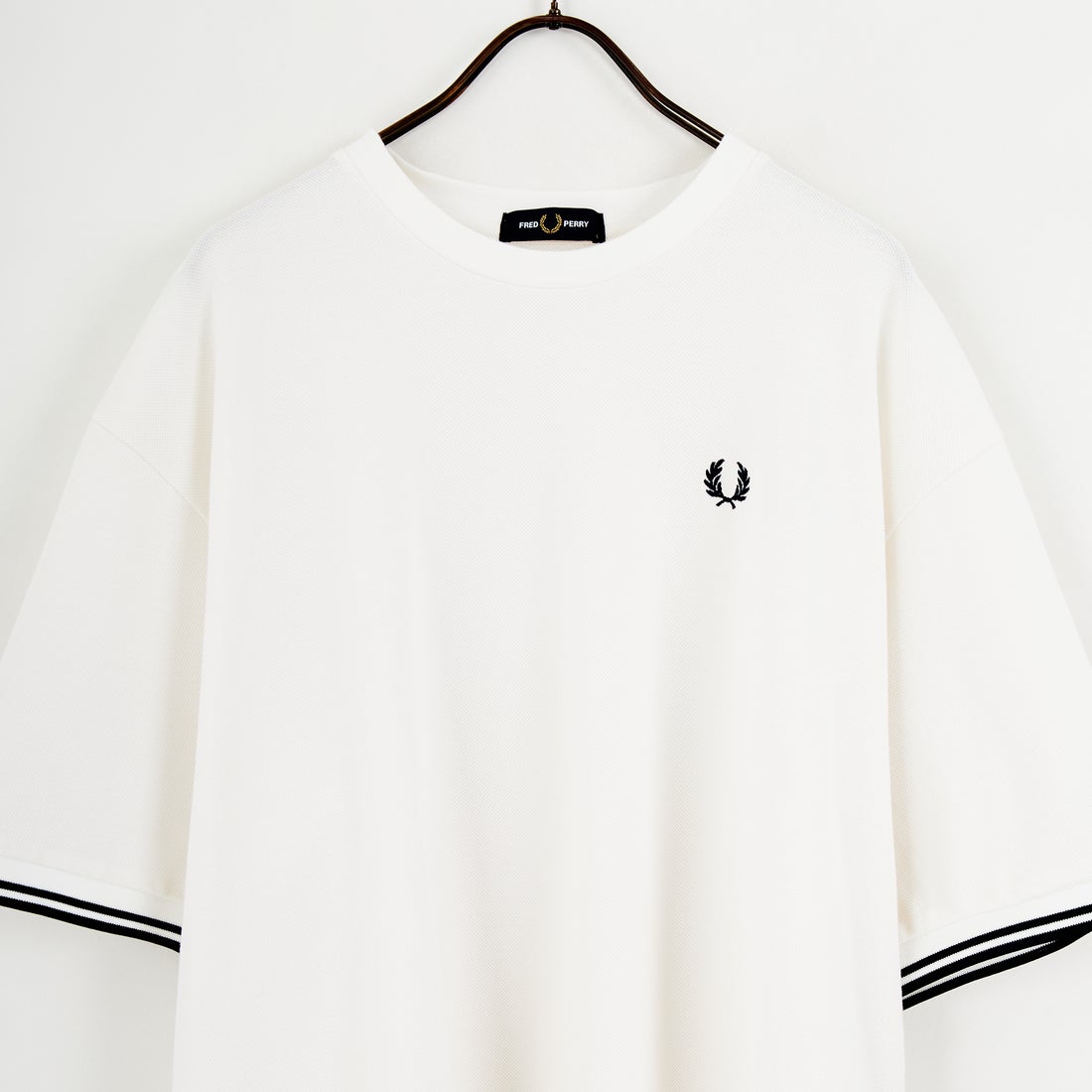 FRED PERRY [フレッドペリー] 別注 ツインティップライン ワイドシルエット鹿の子Tシャツ [FPM-26S-021JF] SNOW WHITE